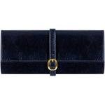 Italian Leather Jewelry Roll - Travel Organizer (Blue)