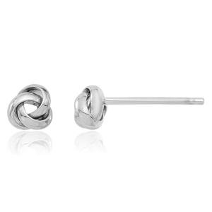 14K White Gold Love Knot Stud Earrings for Her