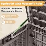 WTFGO 100 Gallon Outdoor Storage Box, Resin Deck Boxes Outdoor Waterproof For Patio Furniture, Garden Tools, Pool Supplies, Lockable And UV Resistant (Rattan Gray)