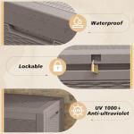 WTFGO 100 Gallon Outdoor Storage Box, Resin Deck Boxes Outdoor Waterproof For Patio Furniture, Garden Tools, Pool Supplies, Lockable And UV Resistant (Rattan Gray)