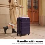 Coolife Luggage 3 Piece Set Suitcase Spinner Hardshell Lightweight TSA Lock (purple, 20/24/28)