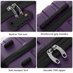 Coolife Luggage 3 Piece Set Suitcase Spinner Hardshell Lightweight TSA Lock (purple, 20/24/28)