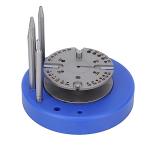 Pilipane Watch Movement Balance Wheel Holder Professional Alloy Watch Hairspring Balance Stand Repair Tool for Watchmakers Hobbyists Blue Gray 80mm Base 4 Needle Punches