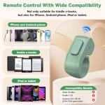 Page Turner Ring for Kindle,Remote Control for iPhone iPad Android Tablets E-Readers,Clicker Page Turner for Kindle Accessories for Camera Video Record&Shutter Selfie (Green)