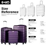 Coolife Luggage 3 Piece Set Suitcase Spinner Hardshell Lightweight TSA Lock (purple, 20/24/28)