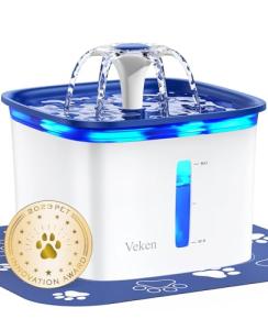 Veken Automatic Pet Water Fountain with LED Lights
