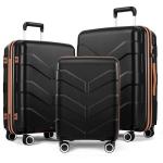 TILYMOL Black 3-Piece Spinner Luggage Set