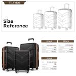 TILYMOL Black 3-Piece Spinner Luggage Set