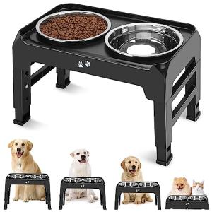 Adjustable Elevated Dog Bowls with Stainless Steel