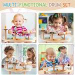 Montessori Kids Wooden Drum Set and Xylophone