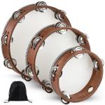 Wooden Tambourine Set with Storage Bag, 6-10 Inch