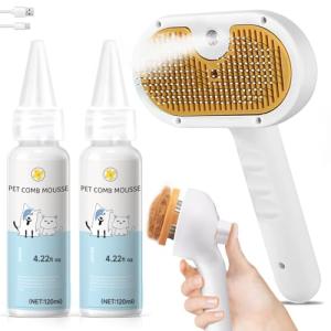 3-in-1 Pet Steam Brush for Grooming & Shedding