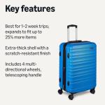 Expandable Light Blue Hardside Suitcase with Wheels