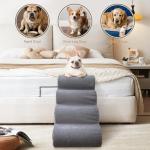 4-Step Grey Pet Stairs for Dogs and Cats