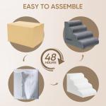 4-Step Grey Pet Stairs for Dogs and Cats