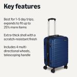 Navy Blue Expandable Hardside Spinner Suitcase 55cm
