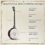 AKLOT 38’’ Full-Sized 5 String Banjo Kit