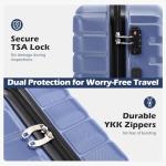 Coolife 3-Piece ABS TSA Lock Luggage Set, Blue