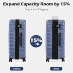 Coolife 3-Piece ABS TSA Lock Luggage Set, Blue