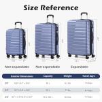 Coolife 3-Piece ABS TSA Lock Luggage Set, Blue
