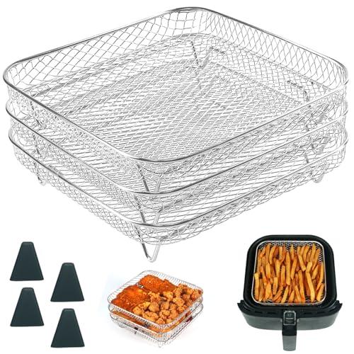 Stackable Square Air Fryer Rack Set, 8-inch Stainless Steel