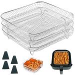 Stackable Square Air Fryer Rack Set, 8-inch Stainless Steel
