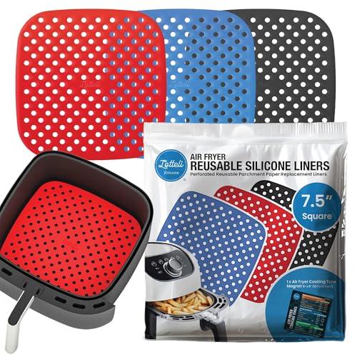 Lotteli Kitchen Silicone Air Fryer Liners 3 Pack + Cheat Sheet