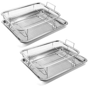 Stainless Steel Air Fryer Set: Crisper Tray, Wire Rack