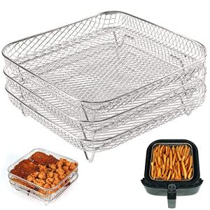 Stackable Square Air Fryer Rack Set, 8-inch Stainless Steel