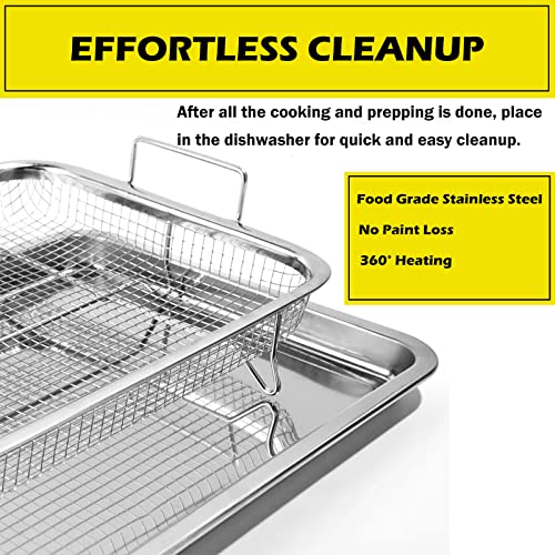Stainless Steel Air Fryer Set: Crisper Tray, Wire Rack