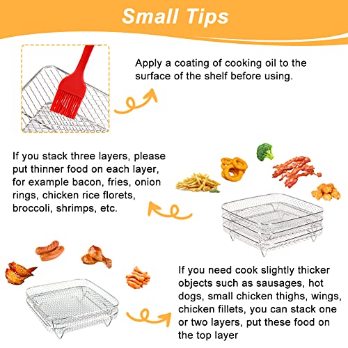 Stackable Square Air Fryer Rack Set, 8-inch Stainless Steel
