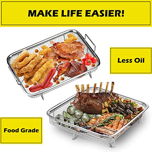 Stainless Steel Air Fryer Set: Crisper Tray, Wire Rack