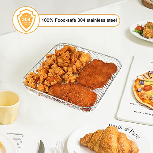 Stackable Square Air Fryer Rack Set, 8-inch Stainless Steel