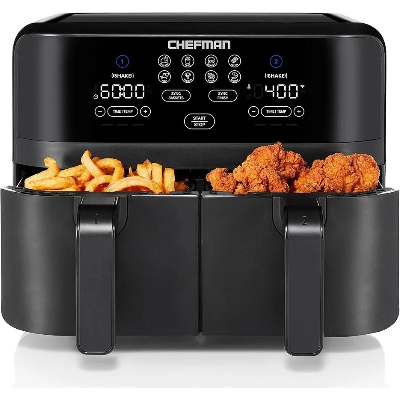 Chefman TurboFry Touch Dual Air Fryer, Double Basket