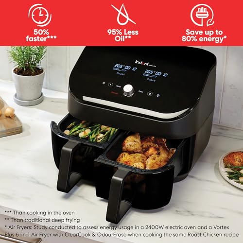 Instant Vortex Plus Dual Air Fryer with 8-in-1 Programmes