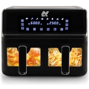 NETTA 8L Dual Basket Air Fryer - XL Family Size, Black