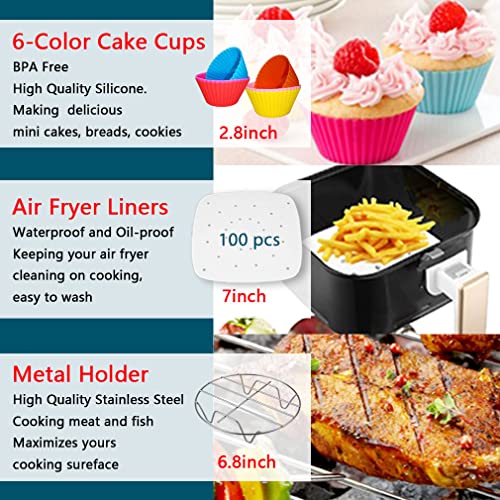 17-Piece Square Air Fryer Accessories with Cookbook