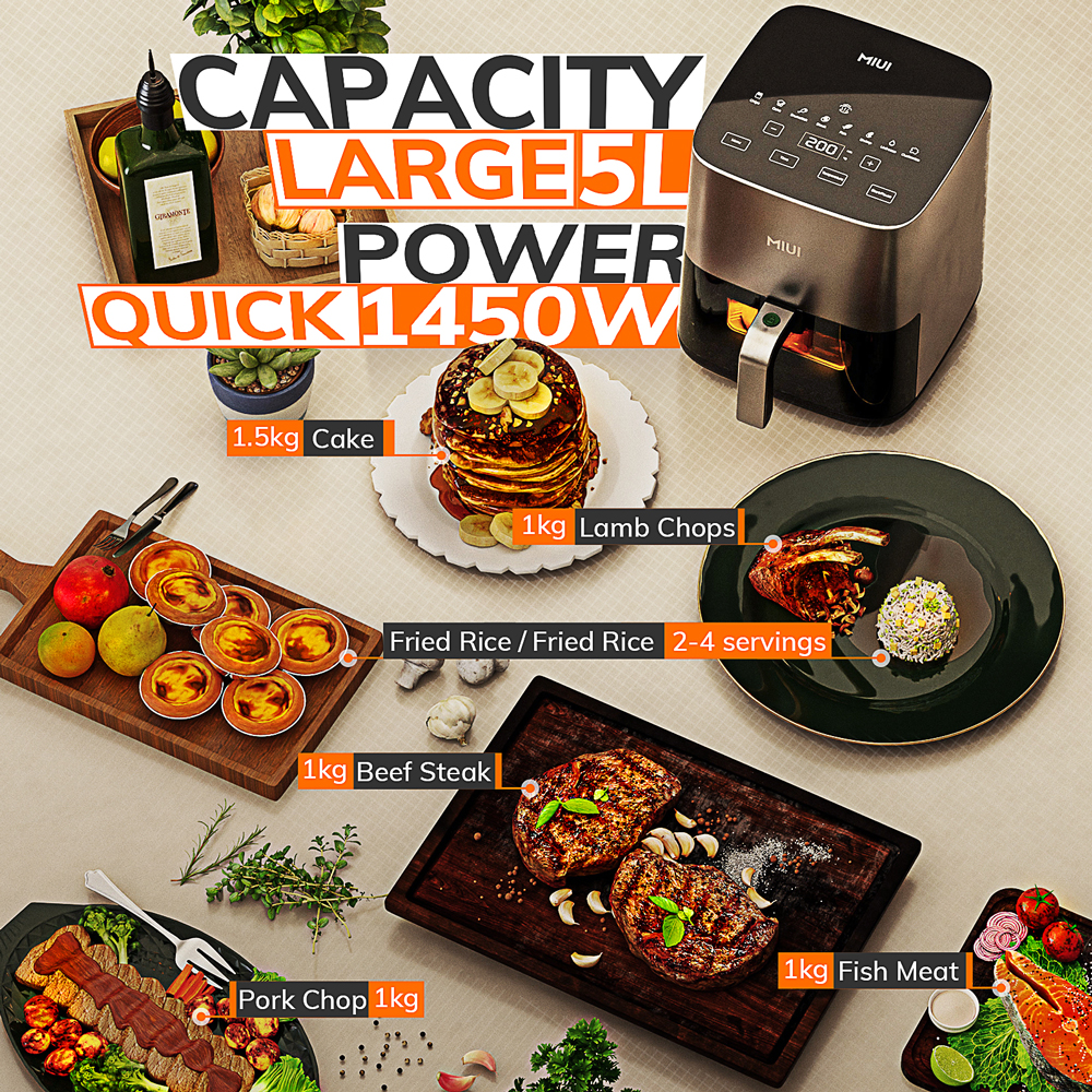 MIUI 5L Electric Air Fryer Oven, Family Size