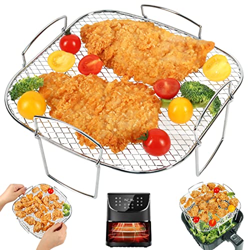 8" Square Air Fryer Rack - Stainless Steel Accessories