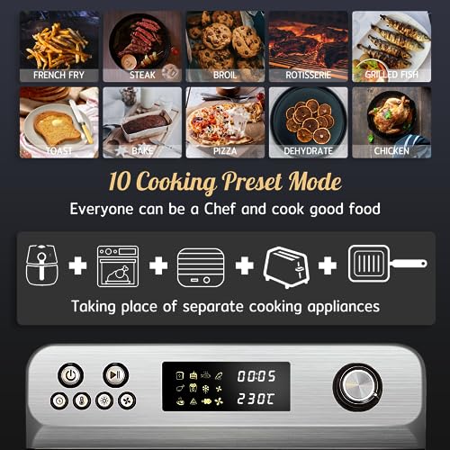24L Air Fryer Oven With Rotisserie Digital Knob