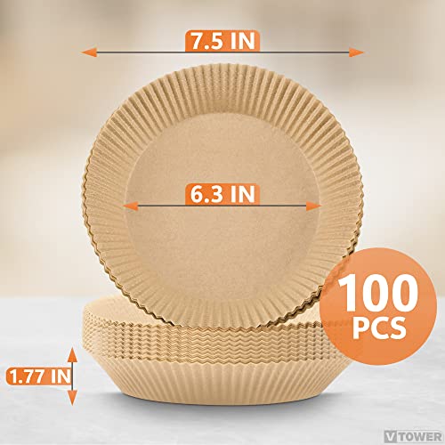 100Pcs 6.3 Inch Air Fryer Parchment Paper Liners