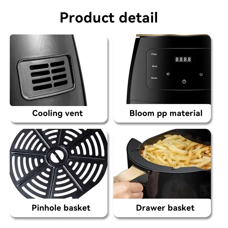 4.5L Electric Air Fryer - Oil-Free Convection Oven