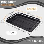 Large Black Air Fryer Basket with Elevated Mesh