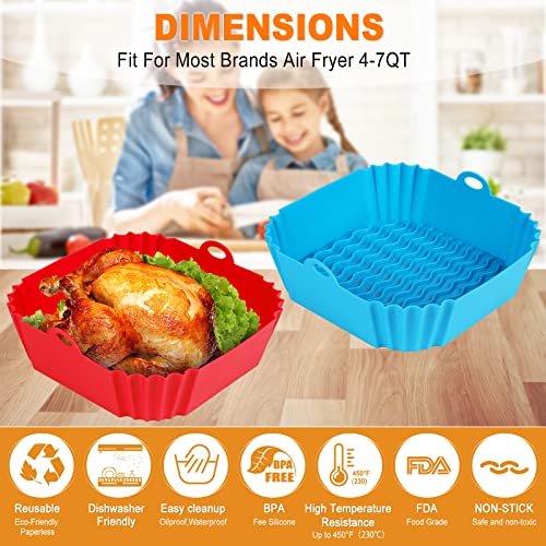 2 Square Silicone Air Fryer Liners - 8 Inch