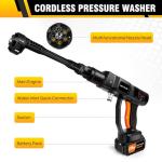 Cordless 350W Portable Pressure Washer with Batteries