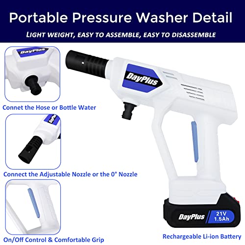 Portable Cordless 21V Pressure Washer with Batteries