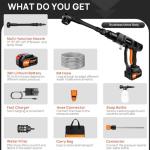 Portable Cordless Pressure Washer 652PSI with Accessories