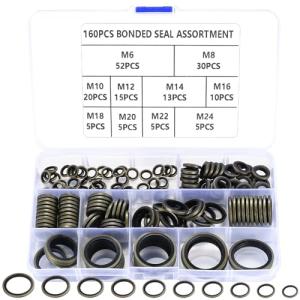 160 Pcs Drain Plug Washer Assortment Kit
