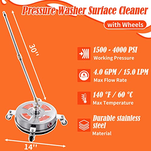 M MINGLE 14'' Pressure Washer Surface Cleaner Attachment