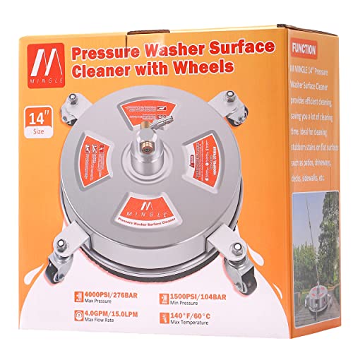 M MINGLE 14'' Pressure Washer Surface Cleaner Attachment